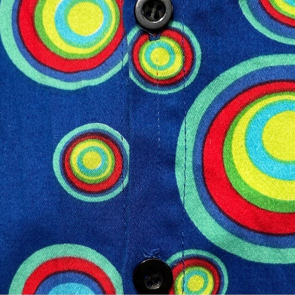 JOGAL Circle Pattern Short Sleeve Shirt sz L Casual Button Pockets Colorful Fun - Picture 7 of 8